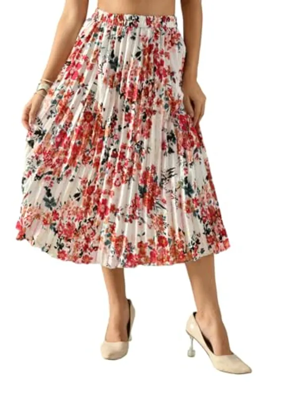 Women_S_Printed_Calf_Length_Skirt_Rayon_Crepe_Pleated_White_Multicolour