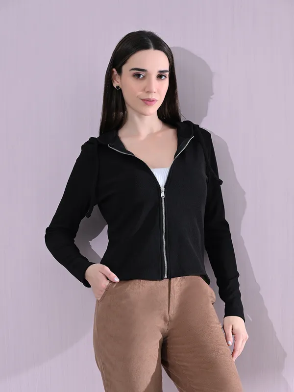 Cotton_Full_Sleeve_Hoddie_Women_Solid_Black_Hoodie_Jacket_Black