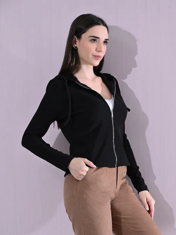 Cotton_Full_Sleeve_Hoddie_Women_Solid_Black_Hoodie_Jacket_Black