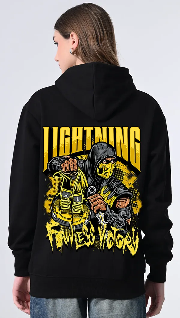 Women_S_Fleece_Hoodie_Black_Printed_Pullover_With_Kangaroo_Pocket_Black