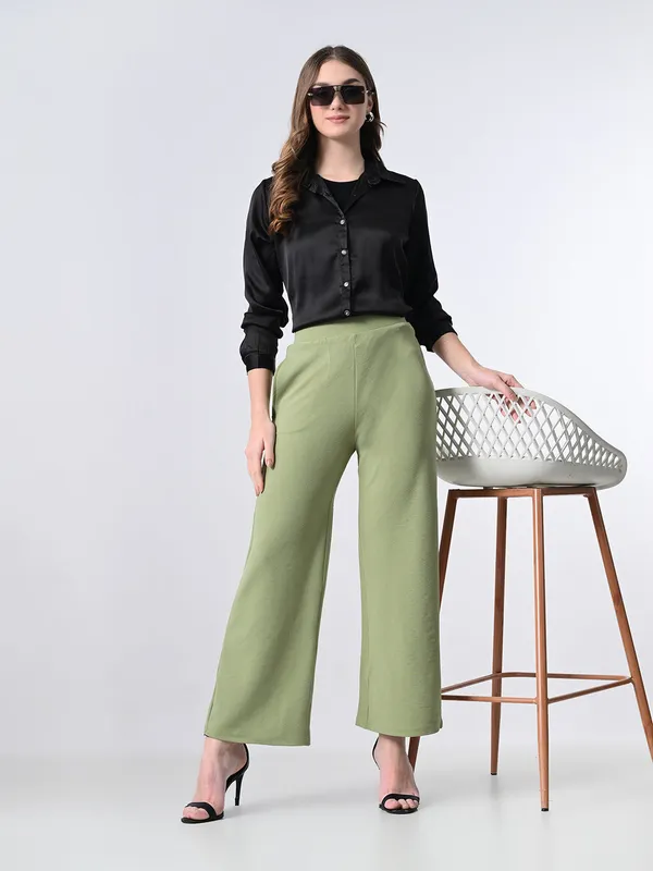 Solid_High_Waist_Stretchable_Trousers_For_Women_Pistachio