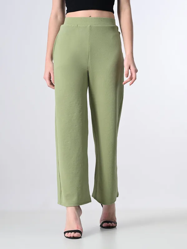 Solid_High_Waist_Stretchable_Trousers_For_Women_Pistachio