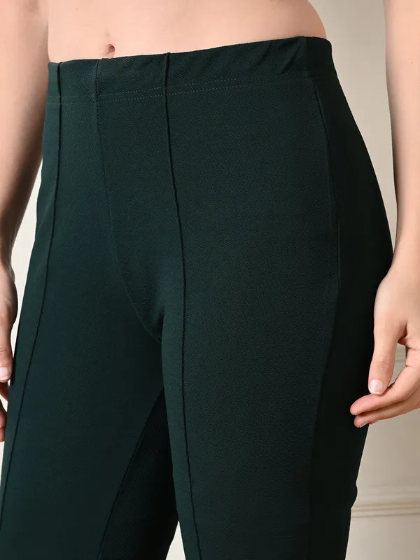 Women_S_Slim_Fit_Flared_Trousers_Bottle_Green