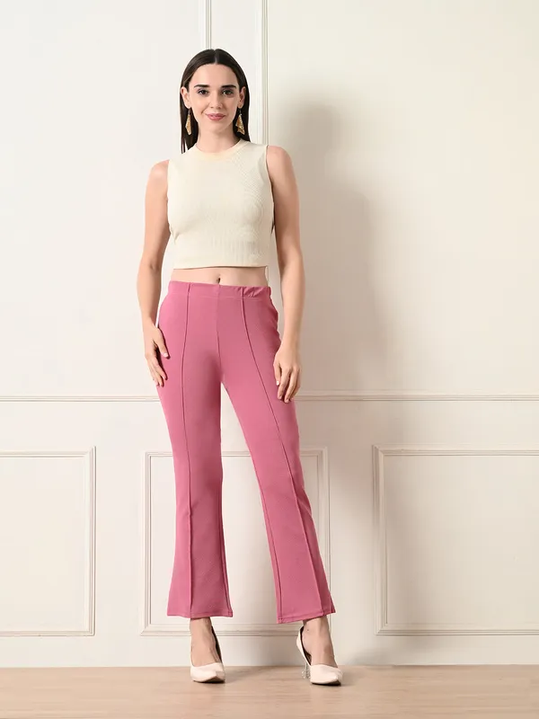 Slim_Fit_Flared_Pants_For_Women_Pink