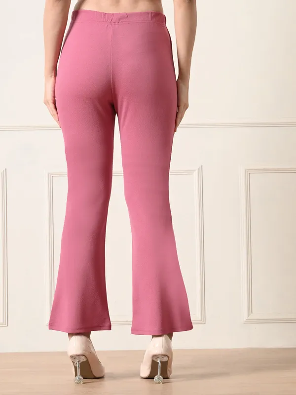 Slim_Fit_Flared_Pants_For_Women_Pink