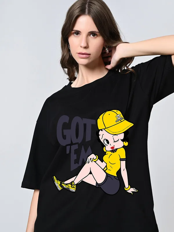 Women_S_Oversized_Cotton_T_Shirt_Black_Print_Drop_Shoulder_Half_Sleeves_Black