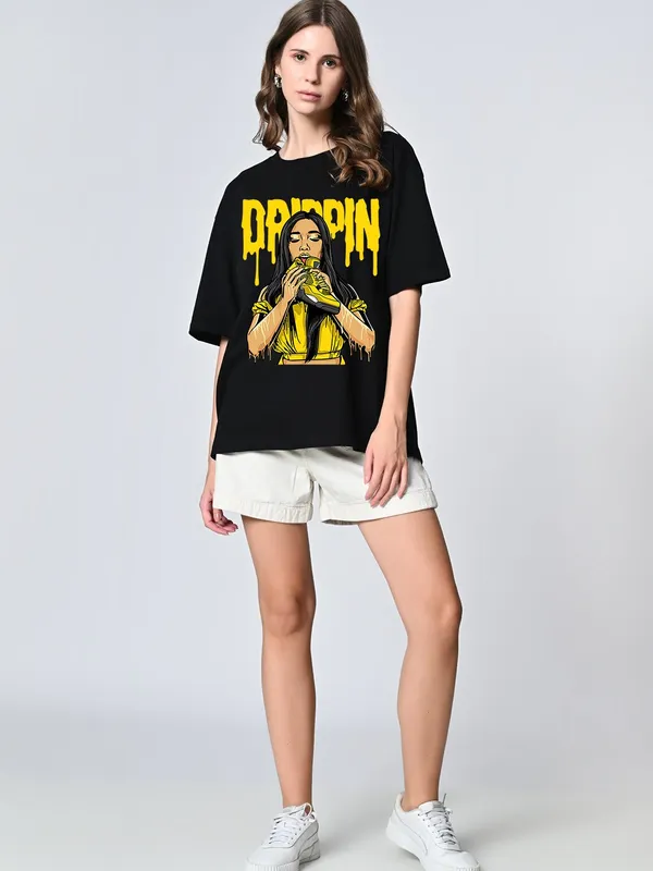 Oversized_Black_Printed_Cotton_T_Shirt_For_Women_Round_Neck_Drop_Shoulder_Black