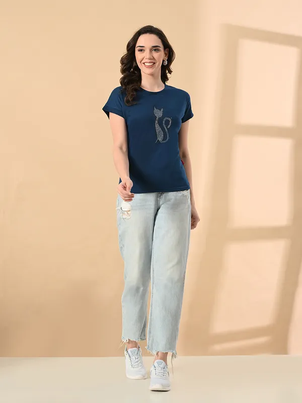 Trendy_Cat_Print_High_Low_Women_S_Tee