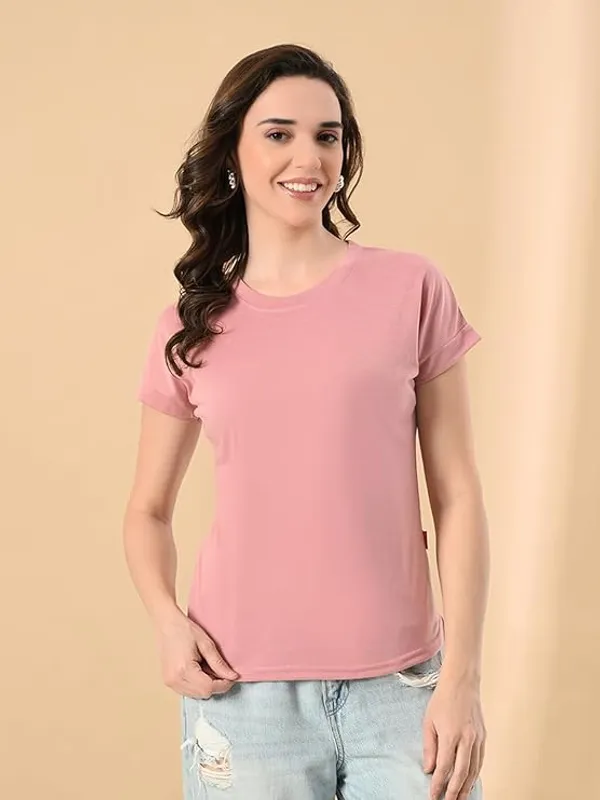Stylish_Up_Down_Women_S_High_Low_Hem_T_Shirt_In_Cotton_Lycra_Peach