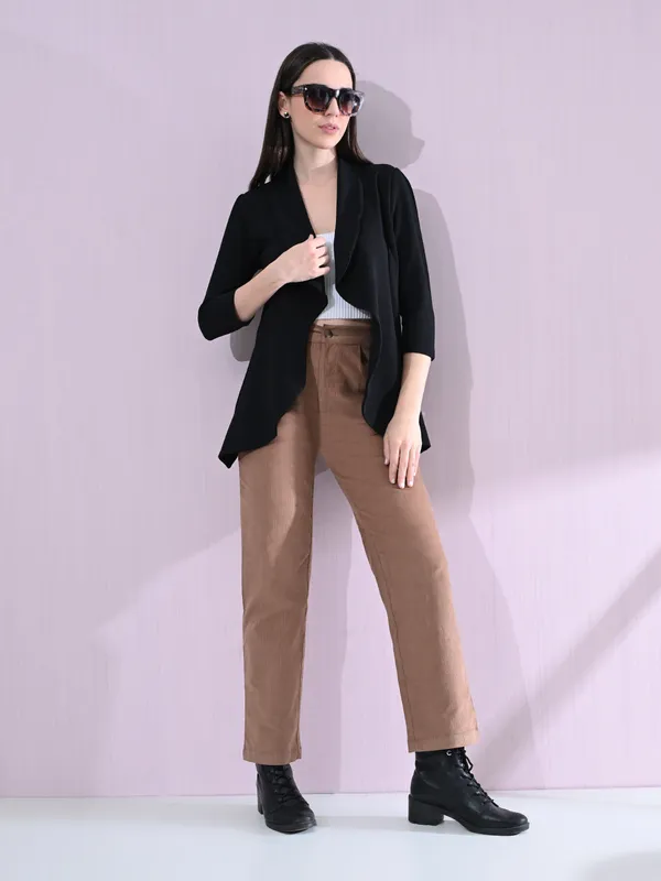 Black_Cotton_Blend_Snap_Blazer_For_Women_Black