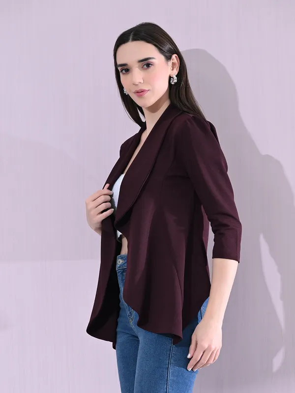 Red_Wine_Cotton_Blend_Snap_Blazer_For_Women_Wine