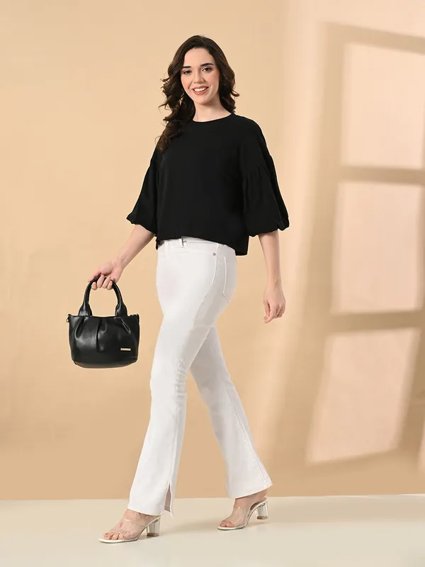 Oversized_Cotton_Crop_T_Shirt_For_Women_Balloon_Sleeves_Black