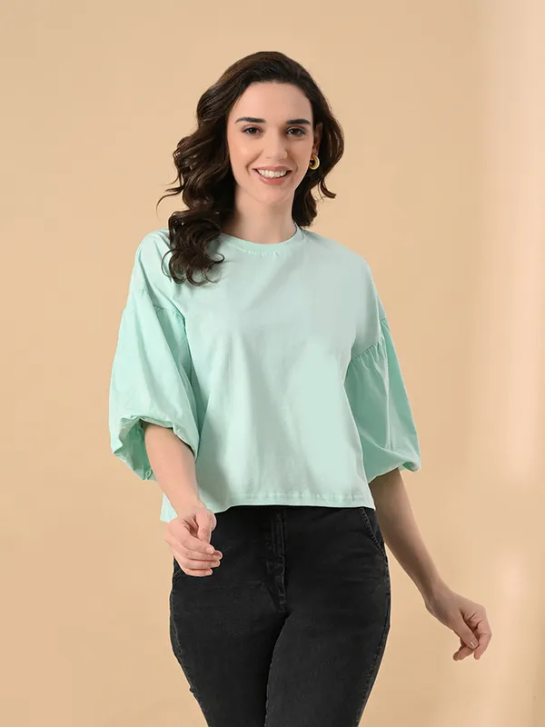 Oversized_Balloon_Sleeve_Crop_Top_For_Women_Light_Green