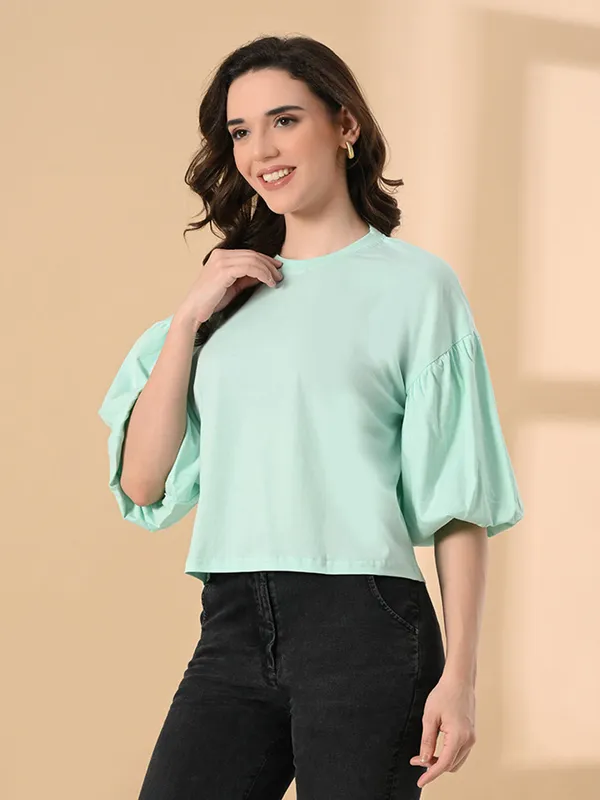 Oversized_Balloon_Sleeve_Crop_Top_For_Women_Light_Green