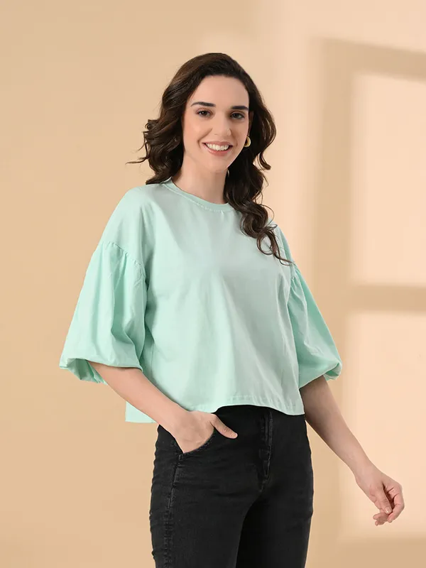 Oversized_Balloon_Sleeve_Crop_Top_For_Women_Light_Green