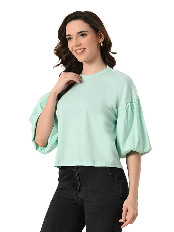 Oversized_Balloon_Sleeve_Crop_Top_For_Women_Light_Green