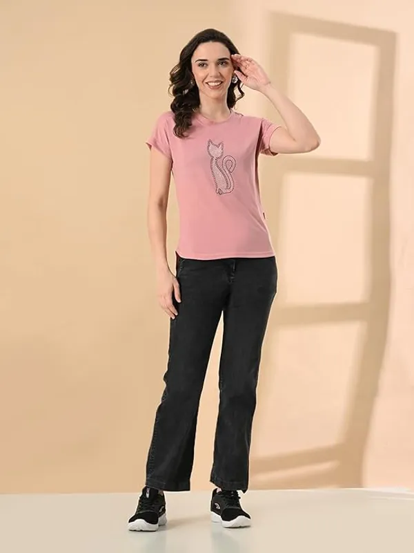 Stylish_High_Low_Cat_Print_Tee_For_Women_Peach