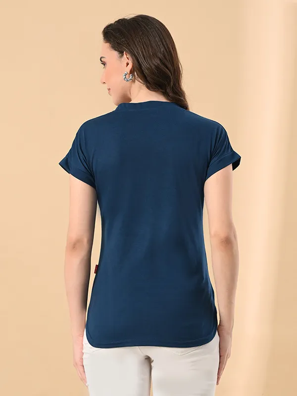 High_Low_Hem_Women_S_T_Shirt_With_Crystal_Print_Casual_Comfy_Blue