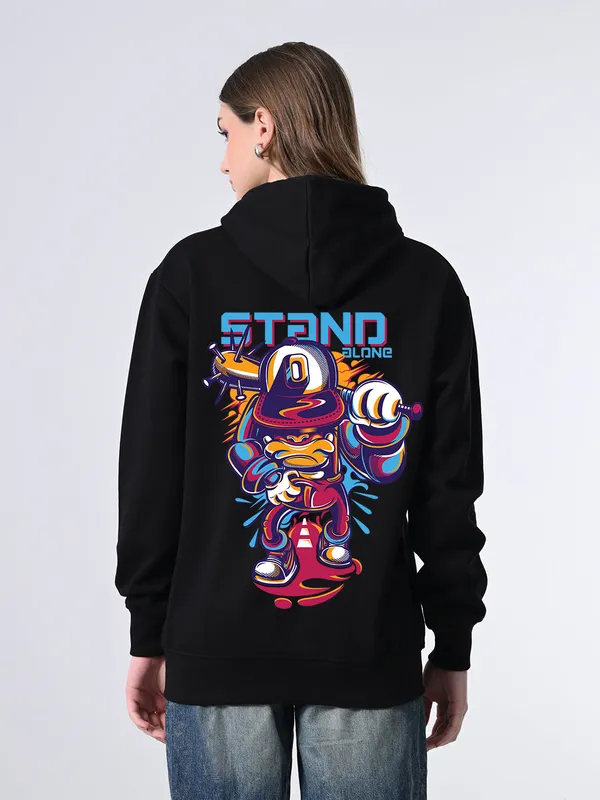 Women_S_Classic_Black_Hoodie_Relaxed_Fit_Printed_Pullover_With_Lined_Hood_Ribbed_Hem_Full_Sleeves_For_Winter_Wear_Black