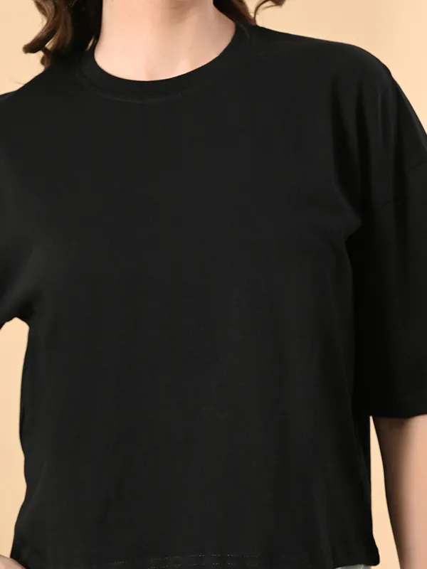 Women_S_Oversized_Drop_Shoulder_Crop_T_Shirt_100_Cotton_Round_Neck_Half_Sleeves_Black