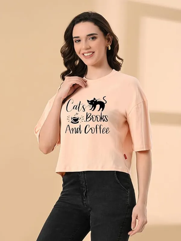 Women_S_Stylish_Printed_Oversized_Crop_T_Shirt_With_Half_Sleeve_Pure_Cotton_Trendy_Round_Neck_Peach