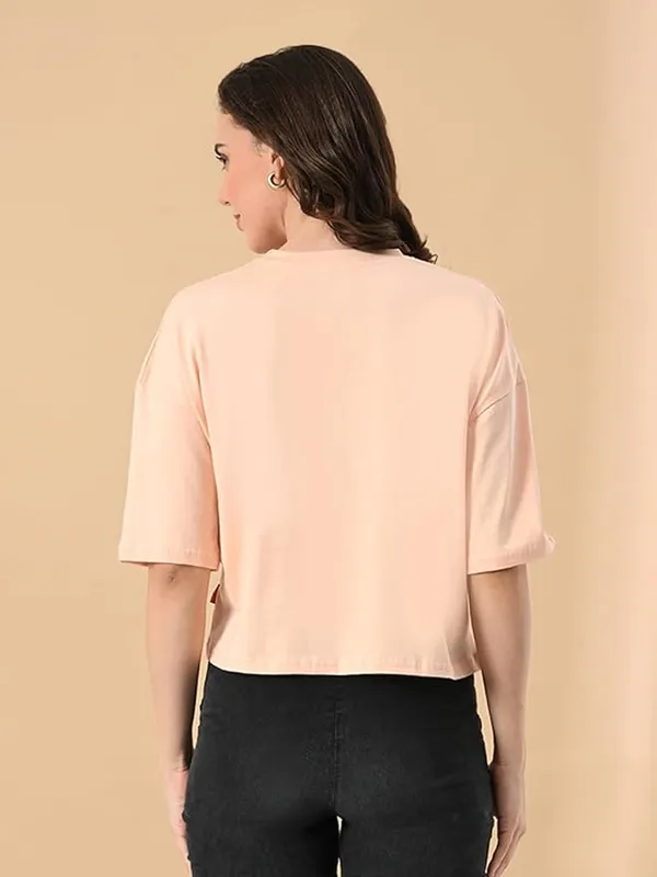 Women_S_Stylish_Printed_Oversized_Crop_T_Shirt_With_Half_Sleeve_Pure_Cotton_Trendy_Round_Neck_Peach_Top_For_Casual_Peach