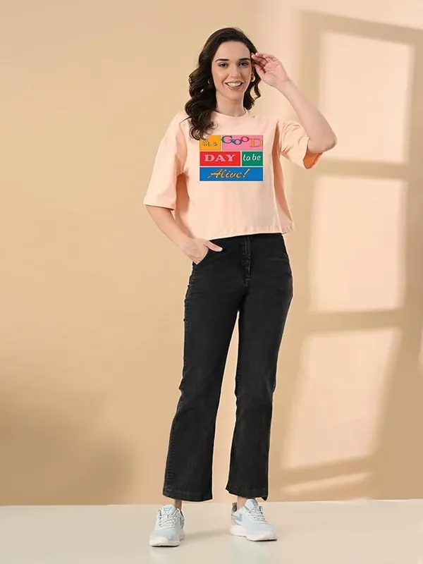 Women_S_Stylish_Printed_Oversized_Crop_T_Shirt_With_Half_Sleeve_Pure_Cotton_Trendy_Round_Neck_Peach_Top_For_Casual_Peach