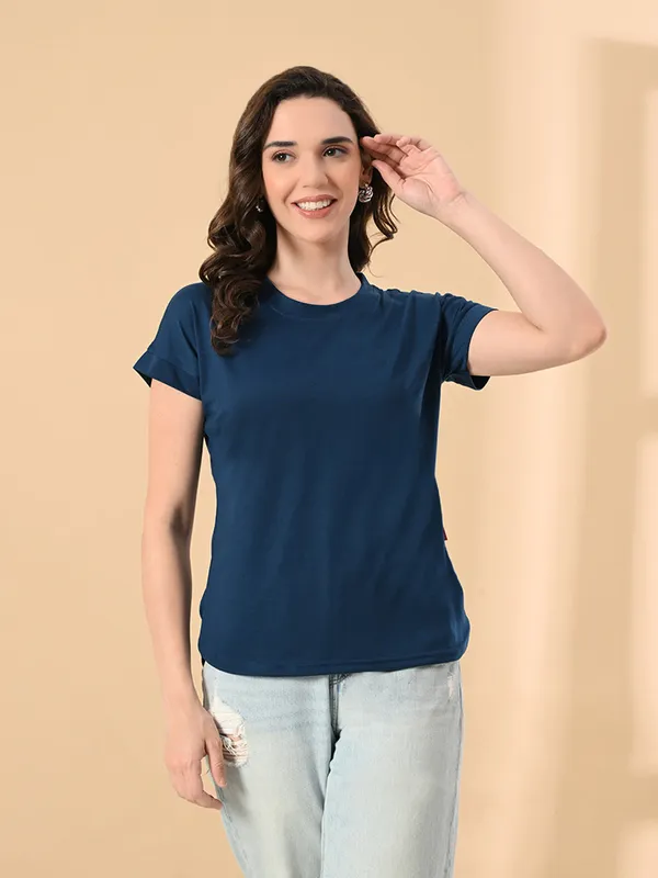 Stylish_Up_Down_Women_S_High_Low_Hem_T_Shirt_Premium_Cotton_Lycra_Seamless_Sleeves_Round_Neck_Casual_Active_Wear_Girls_T_Shits_Blue