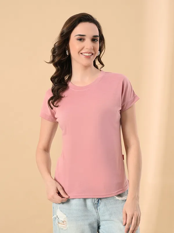 Stylish_Up_Down_Women_S_High_Low_Hem_T_Shirt_Premium_Cotton_Lycra_Seamless_Sleeves_Peach