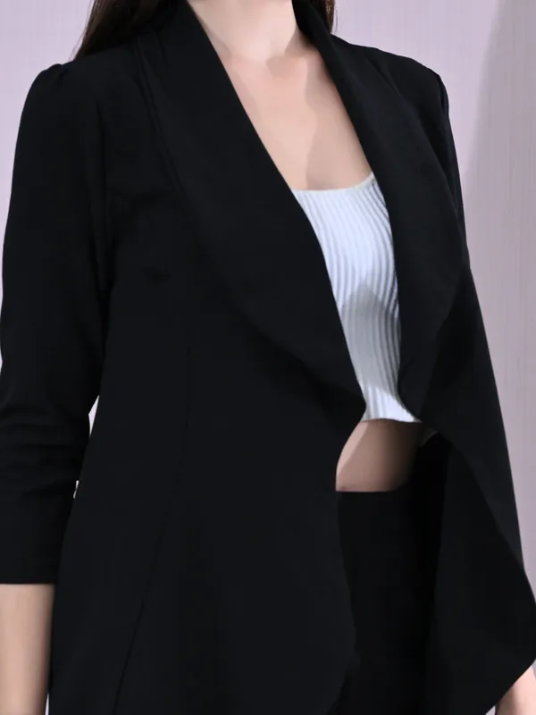 Women_S_Solid_Relaxed_Fit_3_4_Sleeve_Co_Ord_Blazer_And_Trouser_Set_Black_Black