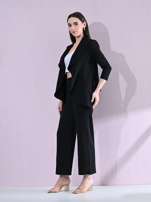 Women_S_Solid_Relaxed_Fit_3_4_Sleeve_Co_Ord_Blazer_And_Trouser_Set_Black_Black