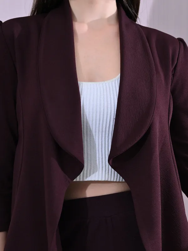 Women_S_Solid_Relaxed_Fit_3_4_Sleeve_Co_Ord_Blazer_And_Trouser_Set_Wine_Wine