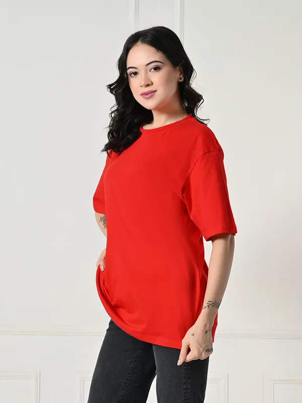Oversized_Drop_Shoulder_Women_S_T_Shirt_Pure_Cotton_Round_Neck_Relaxed_Fit_Red_Red