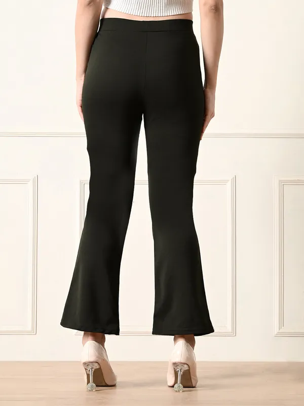 Women_S_Slim_Fit_Boot_Cut_Casual_Trousers_I_Regular_Fit_Elastic_Waist_Olive