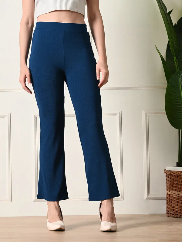Women_S_Slim_Fit_Boot_Cut_Casual_Trousers_I_Regular_Fit_Elastic_Waist_Full_Length_Formal_Trouser_Blue