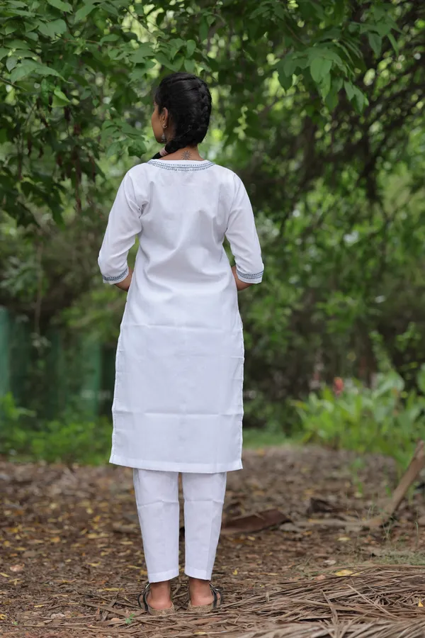 White_Cotton_Straight_Kurta_Pant_Set_For_Women