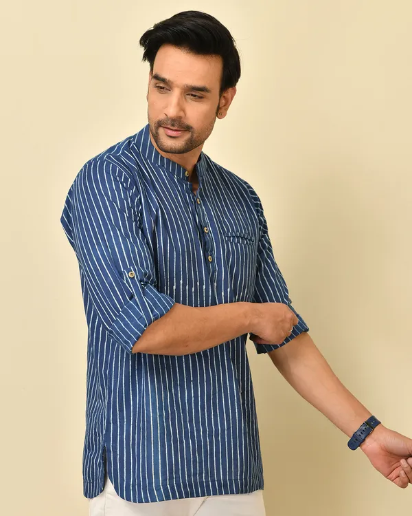 Blue_Cambric_Cotton_Striped_Full_Sleeve_Shirt_For_Men