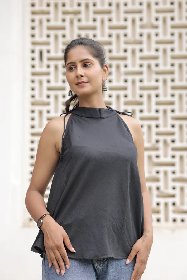 Black_Cotton_Slub_Peplum_Top_For_Women