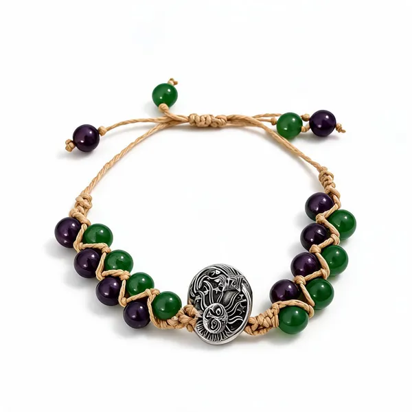 Green_Purple_Amethyst_Green_Aventurine_Adjustable_Bracelet_For_Unisex