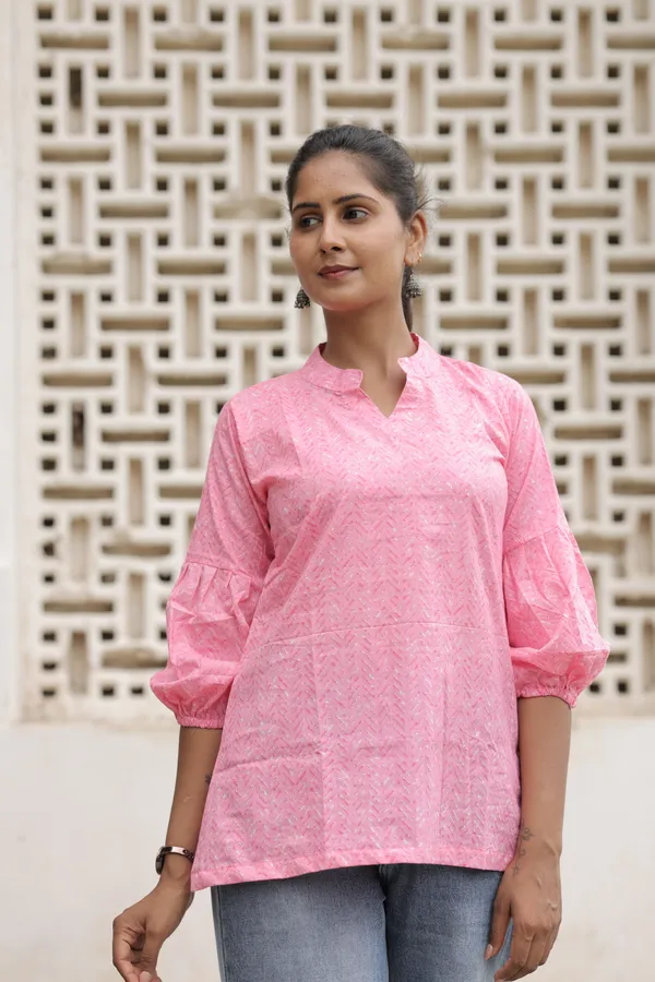 Pink_Cotton_Flared_Top_For_Women