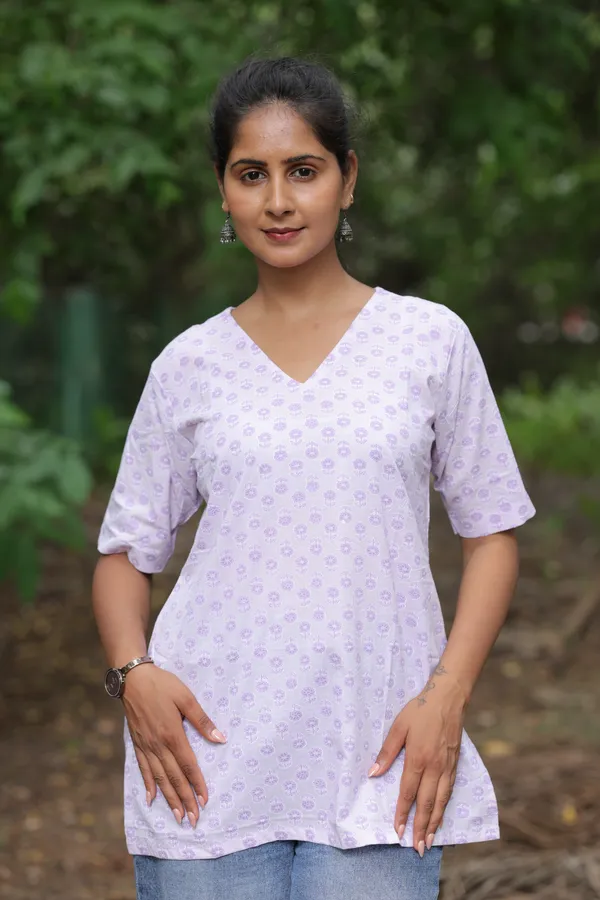Lavender_Cotton_Printed_Short_Sleeve_Top_For_Women