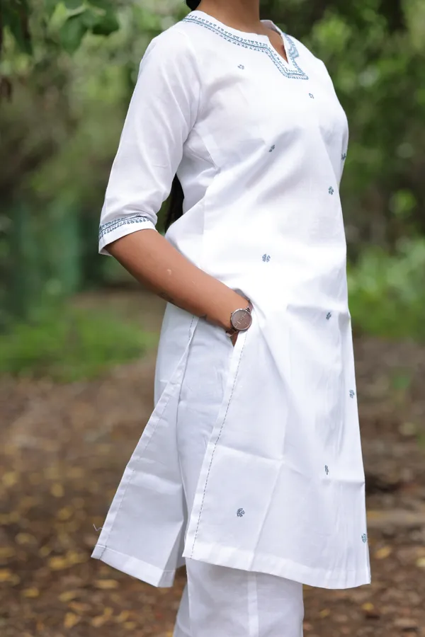 White_Cotton_Straight_Kurta_Pant_Set_For_Women