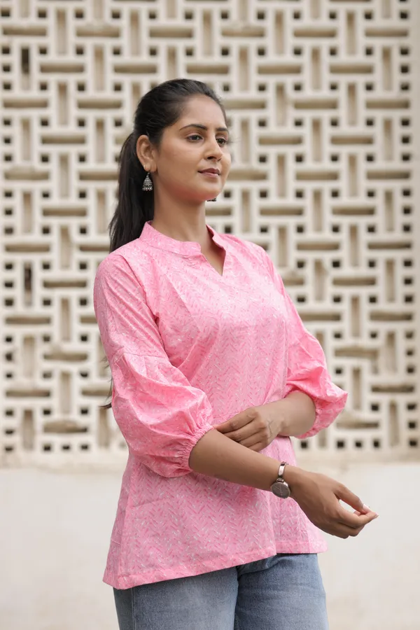 Pink_Cotton_Flared_Top_For_Women