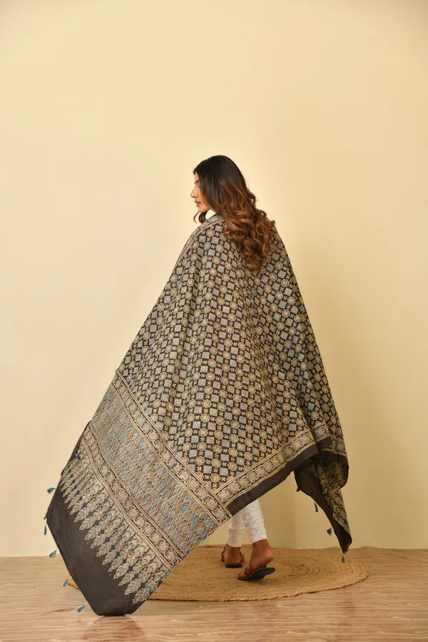 Brown_Cotton_Ajrakh_Printed_Dupatta_For_Women