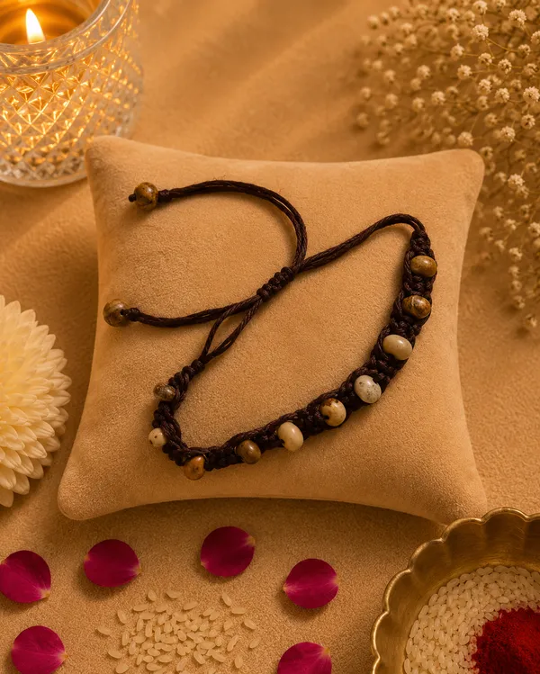 Black_Picture_Jasper_Flat_Beads_Bracelet_For_Unisex