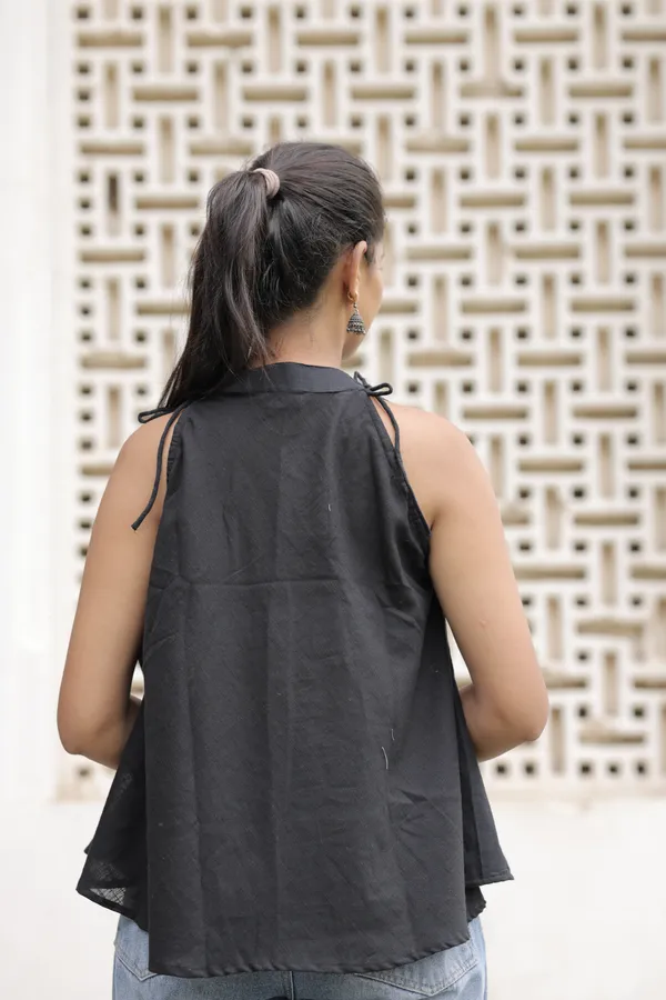 Black_Cotton_Slub_Peplum_Top_For_Women