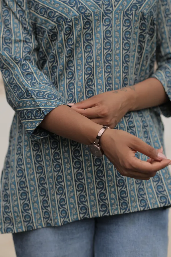 Blue_Cotton_Printed_Flared_Top_For_Women