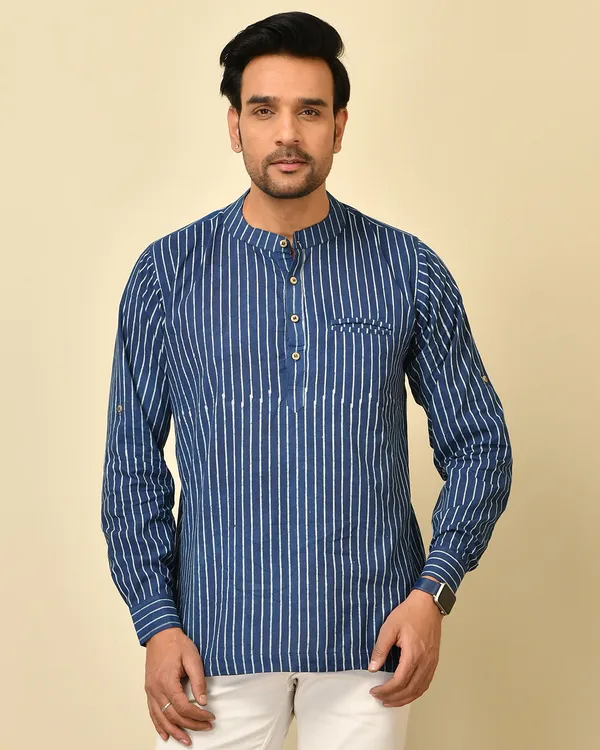 Blue_Cambric_Cotton_Striped_Full_Sleeve_Shirt_For_Men