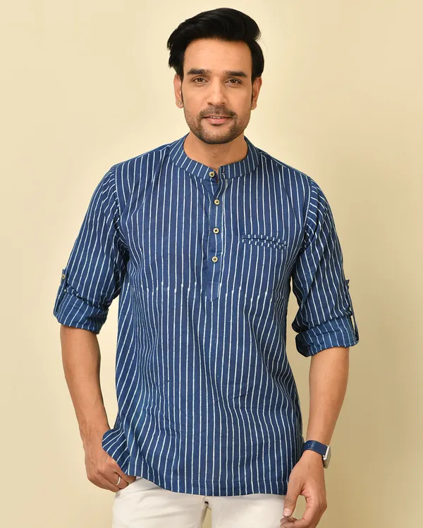 Blue_Cambric_Cotton_Striped_Full_Sleeve_Shirt_For_Men