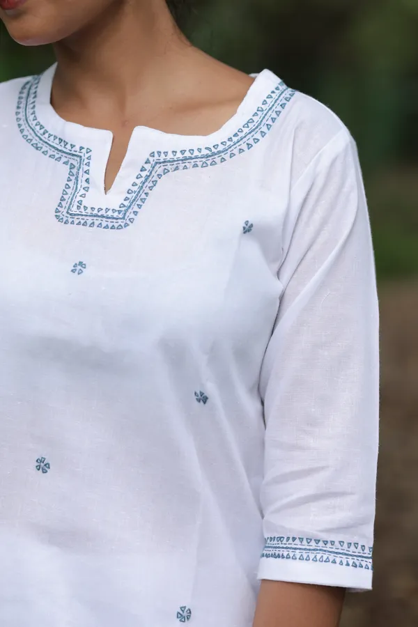 White_Cotton_Straight_Kurta_Pant_Set_For_Women